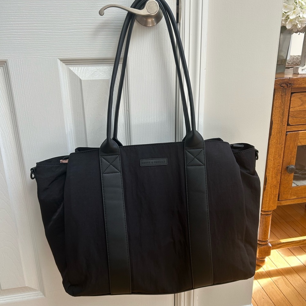 Poppy & Peonies Black Daily Tote Bag